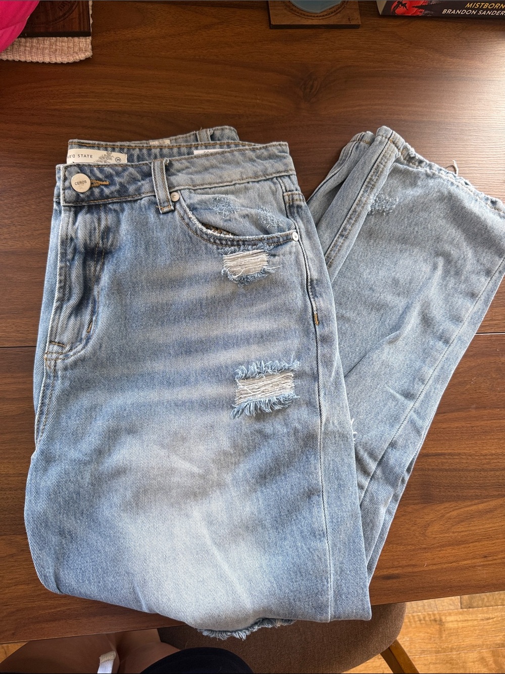 Altar'd State Light Blue Distressed Straight Leg Jeans